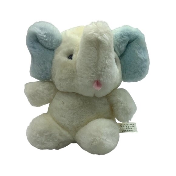 Vtg Eden Toys Plush Elephant Stuffed Animal 5.5" Made in Korea Rattle Inside - Picture 1 of 5